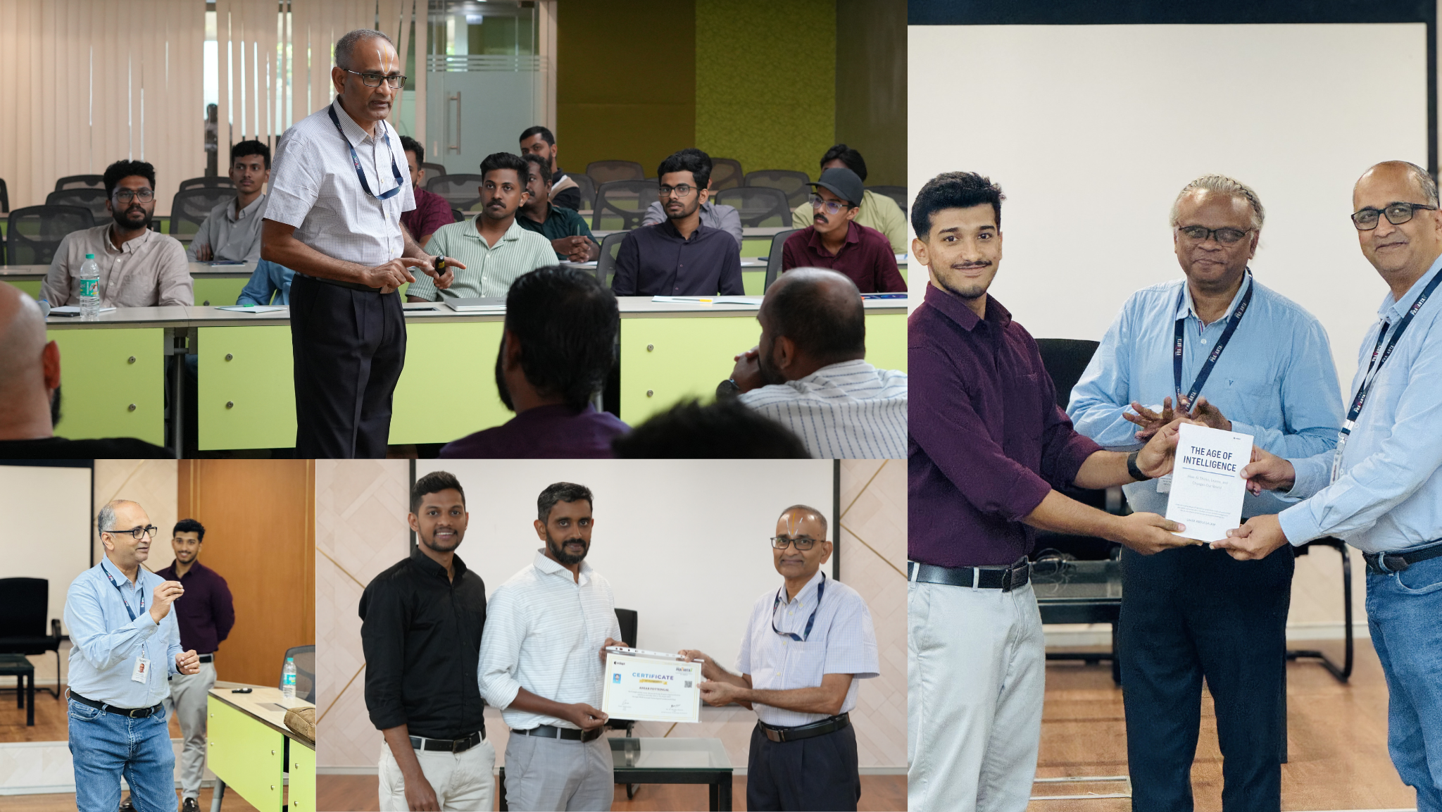 Classroom learning sessions and certificate presentations